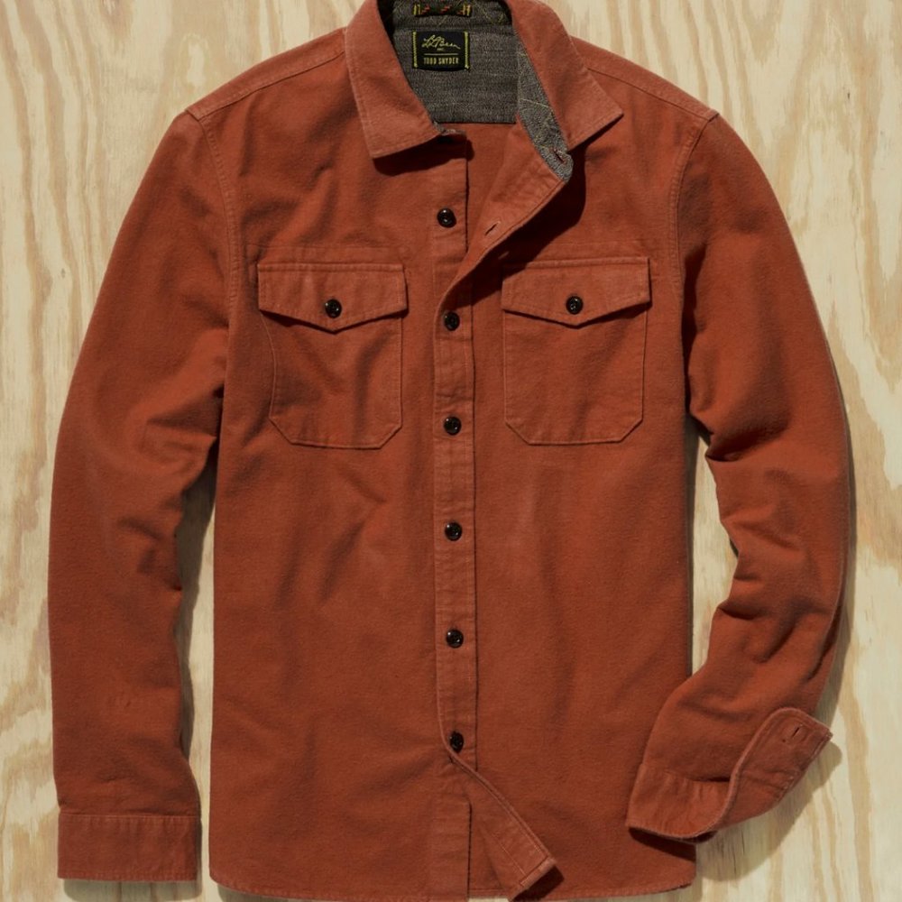 L.L.BEAN X TODD SNYDER CHAMOIS SHIRT IN LIGHT RUSSET LARGE